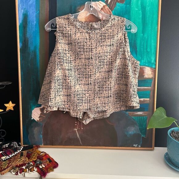 SHEIN Black and Tan Textured Skort Set L - Picture 1 of 16